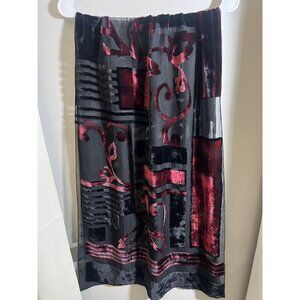 Vtg Burgundy, Black Velvet Burnout Scarf Romantic Feminine Whimsigoth Witchy